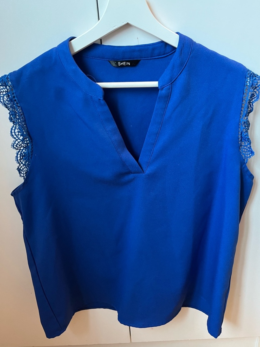 SHEIN Cobalt Blue Lace-Trim V-Neck Camisole